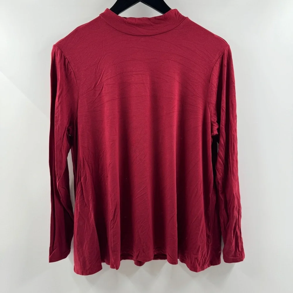 Old Navy Red Cotton Turtleneck Long Sleeve Top Size Large - Picture 1 of 8